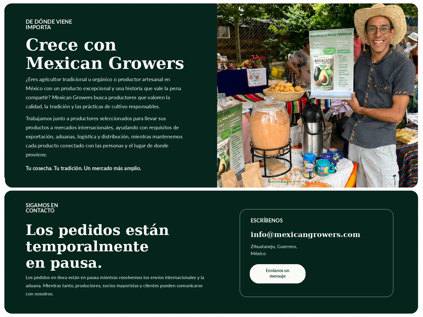 Crece con Mexican Growers e información de contacto.