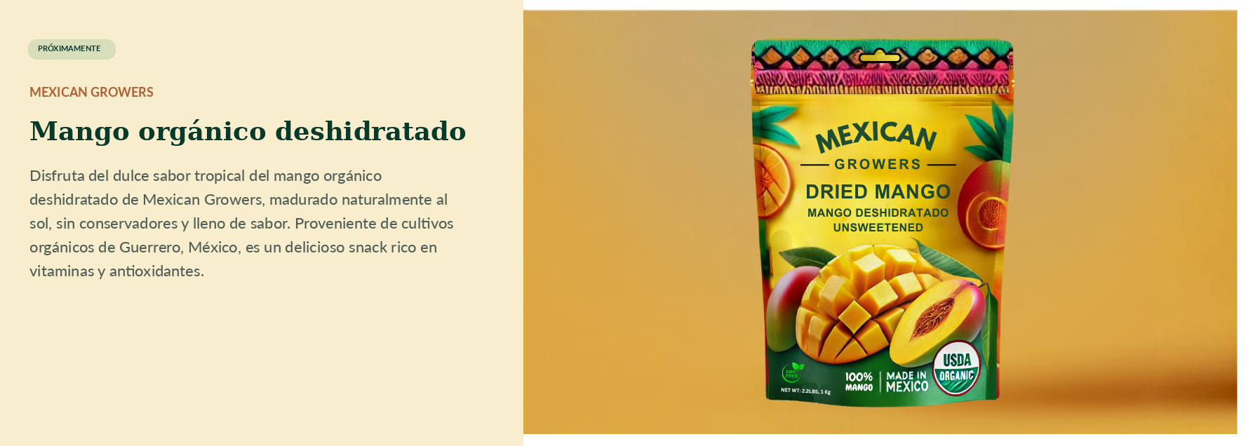 Mango orgánico deshidratado próximamente
