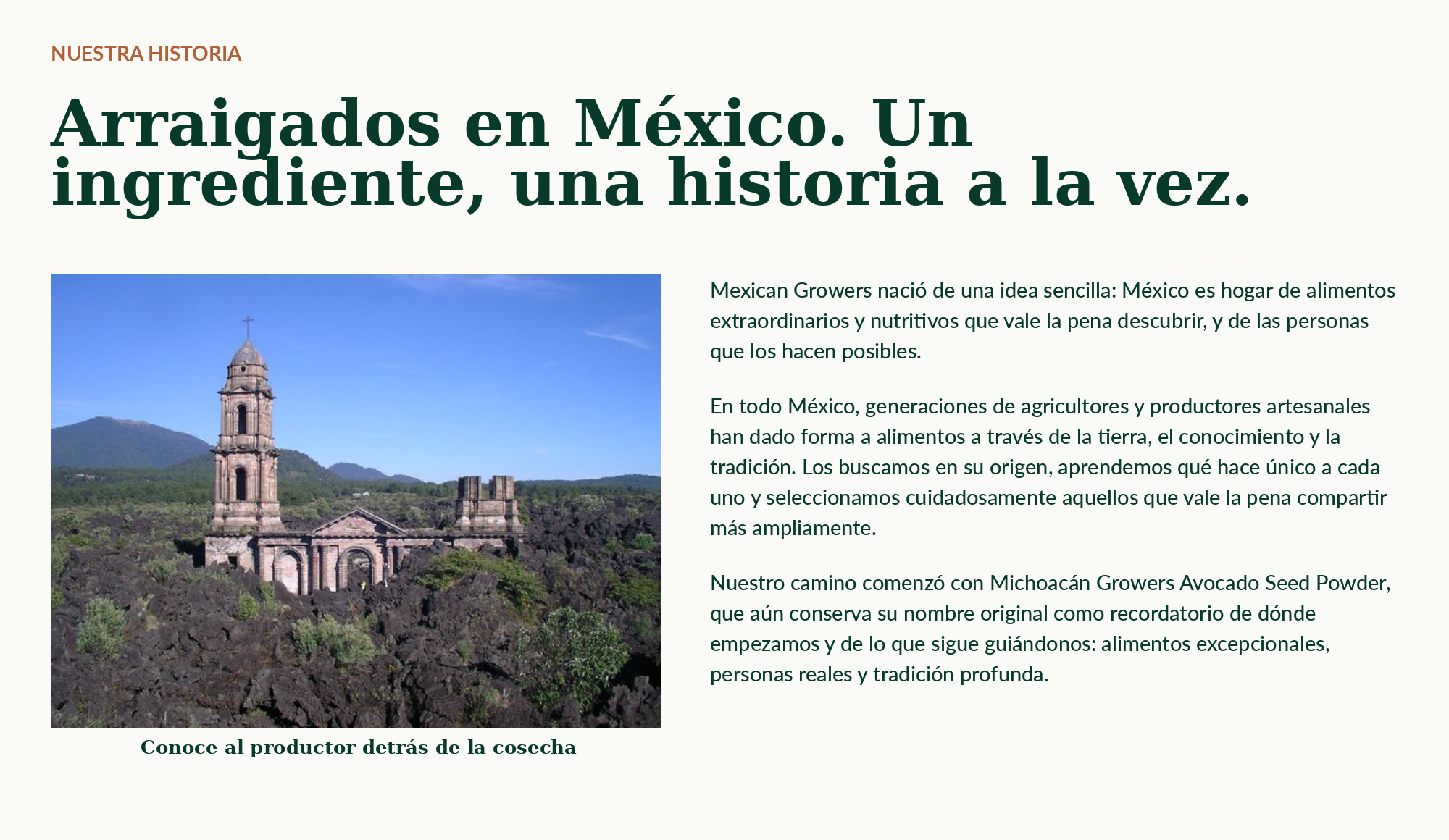 Nuestra historia: Arraigados en México. Un ingrediente, una historia a la vez.