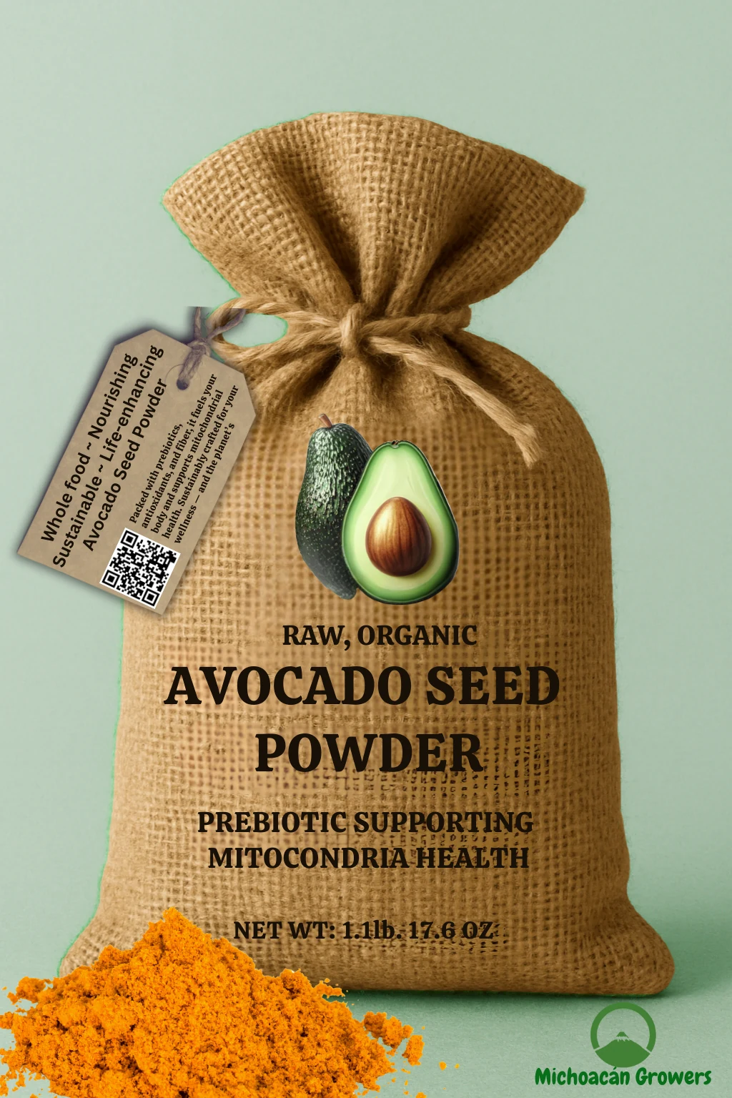 Tarjeta de polvo de semilla de aguacate Michoacán Growers