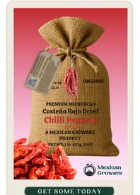 Paquete de chile Costeño Rojo seco Michoacán Growers